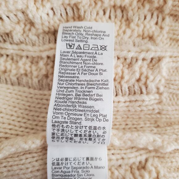 J. Crew Cable Knit Ruffleneck Cardigan Sweater Wool Butter Cream BV351 Medium - Picture 12 of 12